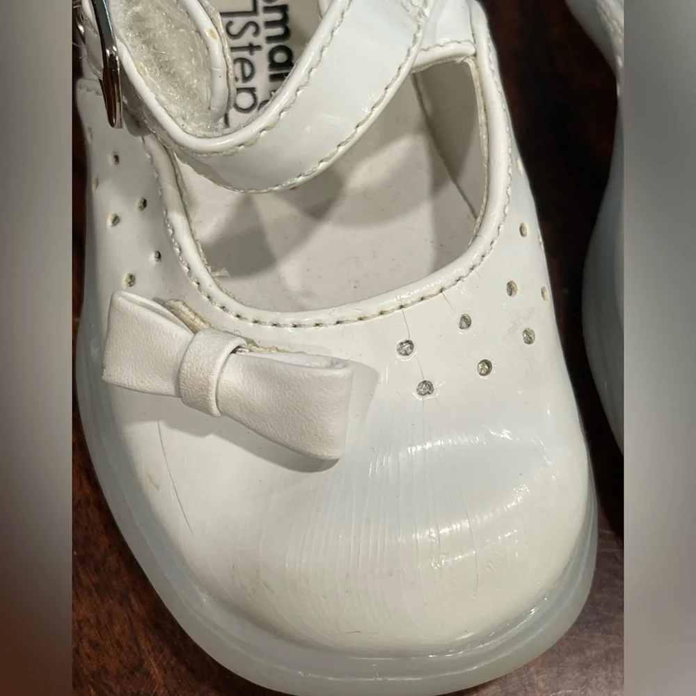 VTG 90s Smart Steps little girl white patent vinyl‎ Mary Jane shoes size 3.5W